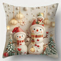 Axyaa Christmas Pillow Cover Set for Home Sofa Decor - Santa Claus & Snowman Theme