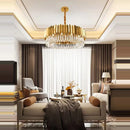 Axyaa Crystal LED Ceiling Chandeliers - Modern Black Gold Ceiling Lights