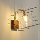 Axyaa Glass Copper LED Wall Lights Modern Bedside Lamp for Home Decor