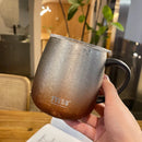 Axyaa Stainless Steel Gradient Coffee Cup with Handle and Lid