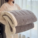 Axyaa Cozy Coral Fleece Velvet Blanket Set with Letter Jacquard - Plush Throw & Pillow Cover