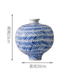 Axyaa Blue & White Ceramic Art Vase for Desktop Flower Arrangement and Hydroponic Plant Display