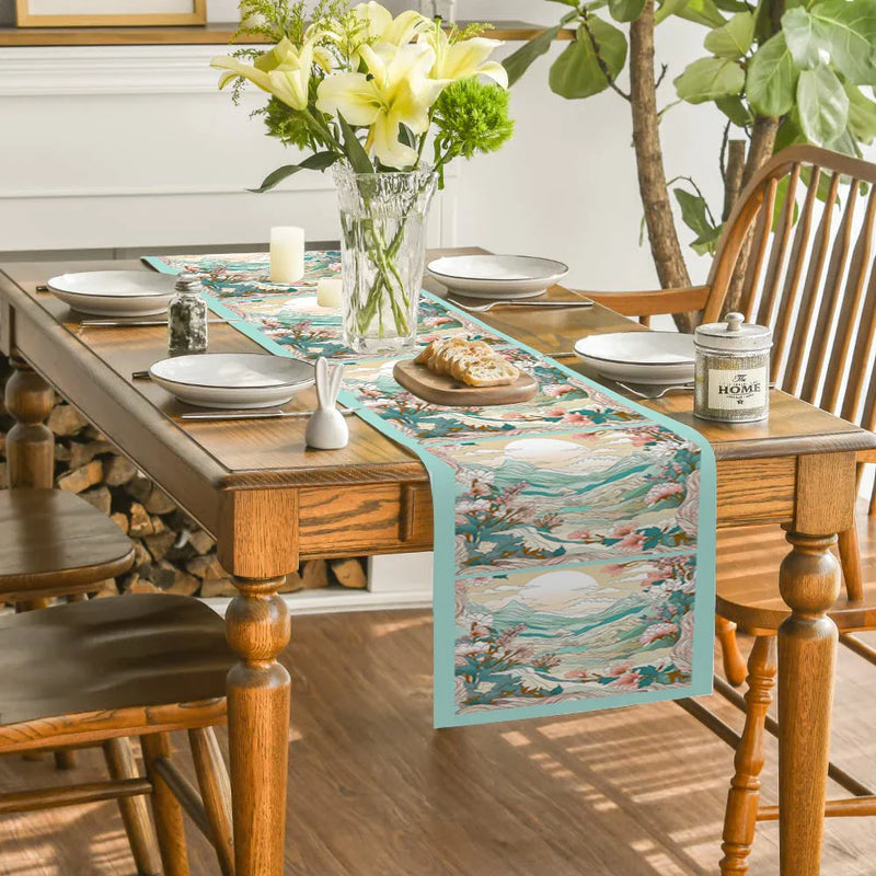 Axyaa Floral Table Runner for Kitchen Dining Room Holiday Party Decoration