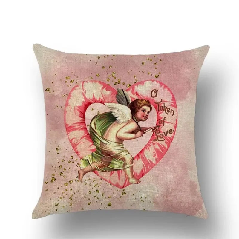 Axyaa Angel Baby Linen Cushion Cover - Home Decor, Sofa, Office, Christmas