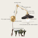 Axyaa French Cream Resin LED Wall Light with Pull Chain Switch - Vintage Copper Wandlamp