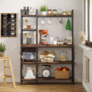 Axyaa 5-Tier Kitchen Bakers Rack with 10 Hooks, 43" Microwave Stand & Utility Shelf
