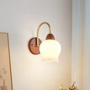 Axyaa Modern Wood Glass LED Wall Light for Living Room Bedroom Balcony