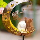 Axyaa Cat Moon Solar Lamp: Outdoor Iron Garden Light, Auto On/Off, Waterproof Yard/Patio Decor