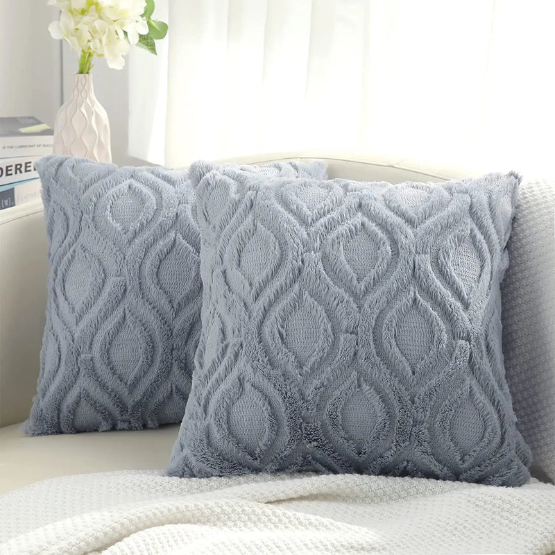 Axyaa Beige Plush Pillow Cover 45x45cm for Bed Living Room Decor