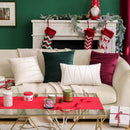 Axyaa Half Striped Velvet Throw Pillow Covers: Red Modern Decor for Cozy Christmas Home