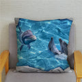 Axyaa Dolphin Ocean Pattern Cushion Cover for Kids Sofa & Home Decor
