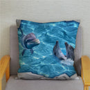 Axyaa Dolphin Ocean Pattern Cushion Cover for Kids Sofa & Home Decor