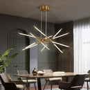 Axyaa Modern Black and Gold LED Chandelier for Home Decor