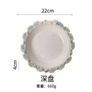 Axyaa Retro Relief Ceramic Tableware Plate Set
