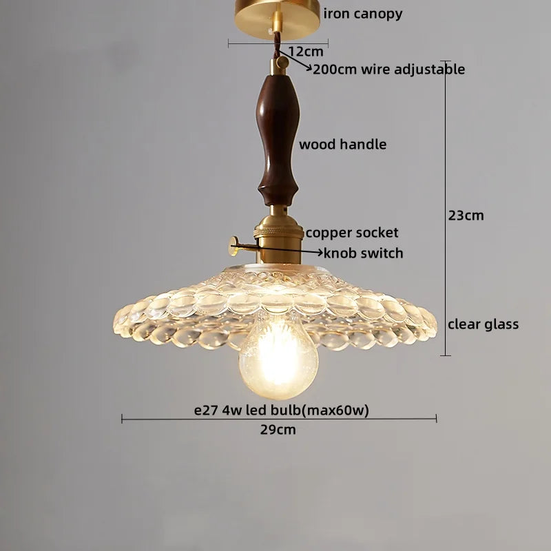 Axyaa Copper Glass LED Pendant Light - Nordic Style for Bedroom, Kitchen, Bar, Stairway