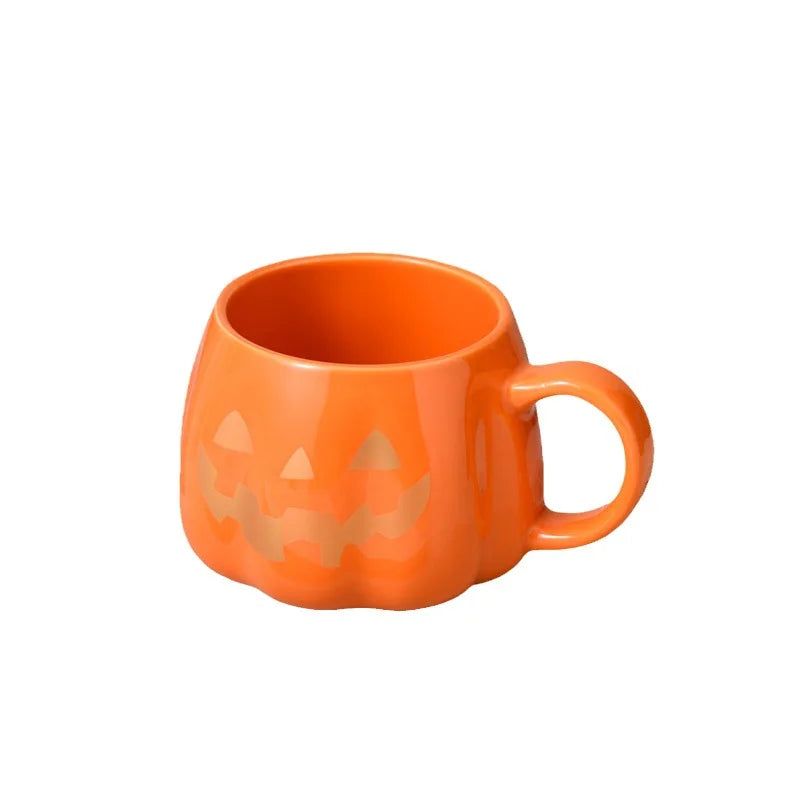 Axya Halloween Pumpkin Ceramic Mug - Fun Pumpkin Cup for Halloween Decor