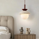 Axyaa Wabi Sabi Yellow Travertine Glass Pendant Light with Wood Handle