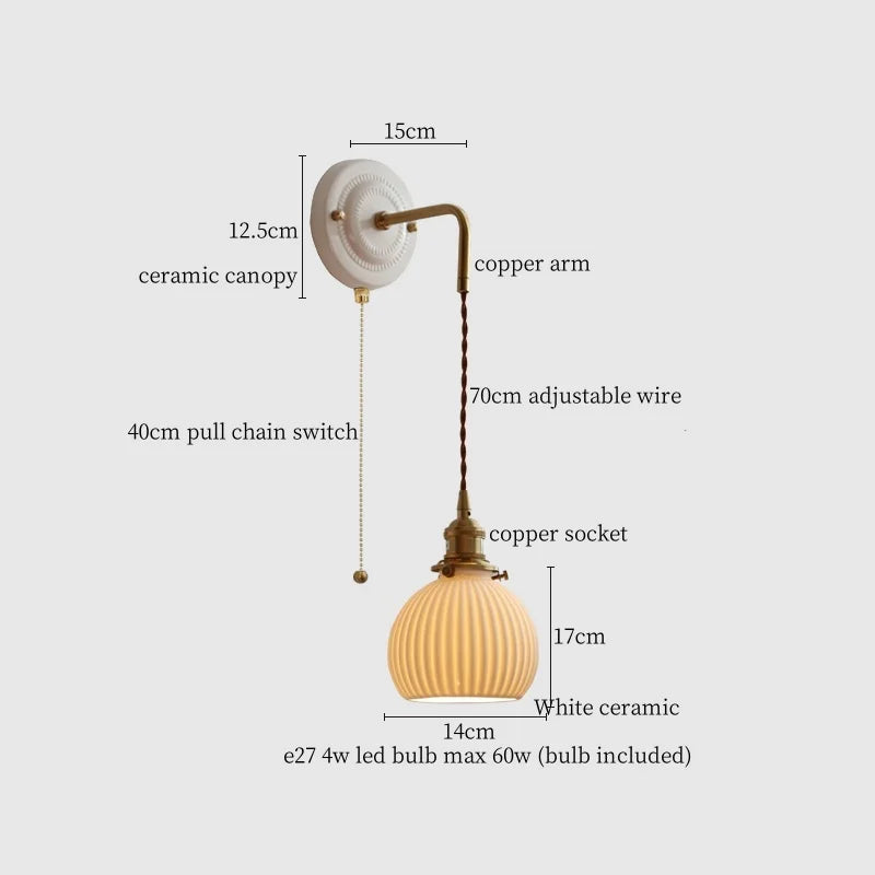 Axyaa Ceramic LED Wall Sconce: Polka Dot Interior Lamp for Bedroom, Bathroom, Loft