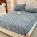 Axyaa Fleece Velvet Fitted Sheet, Thick Mattress Protector, Warm Bed Cover