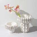 Axyaa White Lace Ceramic Vase - Handcrafted Home Decoration Essentials