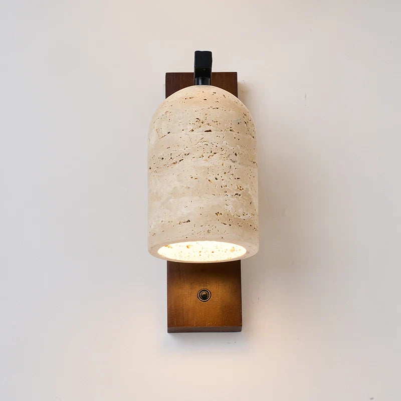 Axyaa Yellow Travertine LED Wall Sconce - Mid Century Modern Button Switch Stair Light