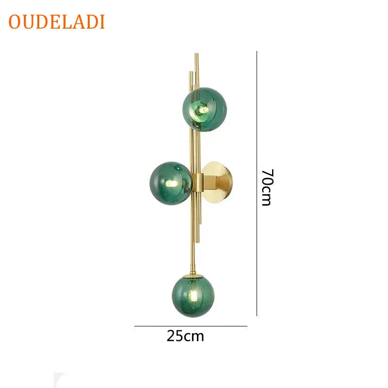 Nordic Axya Green Glass Ball Wall Lamps for Living Room, Bedroom & Hotel Aisle