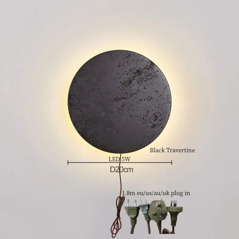Axyaa LED Wall Lamps Black Travertine Nordic Minimalism Bathroom Mirror Lights