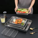 Axyaa Stainless Steel Baking Pan Set with Cooling Rack - Oven Safe Bakeware