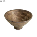 Axyaa Rust Glazed Ceramic Hammer Pattern High Foot Bowl - Restaurant Specialty Tableware