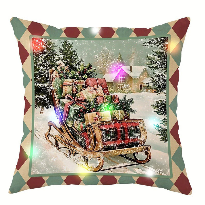 Axyaa Christmas Nutcracker LED Light Luminous Pillowcase for Festive Home Decor & Gifting