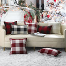 Axyaa Plush Check Pillow Covers Set Cream White for Bed & Sofa