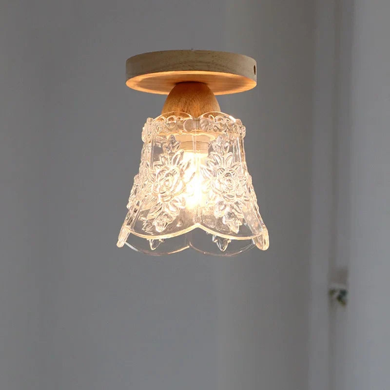 Axyaa Crystal Wood LED Ceiling Lamp Clear Glass Modern Ceiling Lights
