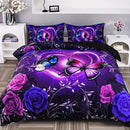 Axyaa Butterfly Flower Print Bedding Set - Soft Duvet Cover for Bedroom