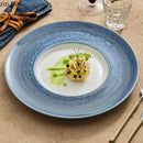 Axyaa Blue Ceramic Steak Dessert Pasta Plate Set - Molecular Cuisine Tableware