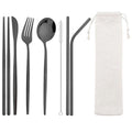 Axyaa Stainless Steel Travel Cutlery Set - Spoon, Fork, Chopsticks, Straw in Portable Case