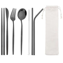 Axyaa Stainless Steel Travel Cutlery Set - Spoon, Fork, Chopsticks, Straw in Portable Case