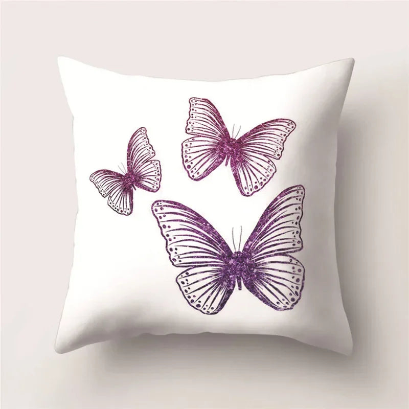 Butterfly Print Decorative Cushion Cover 45X45CM Sofa Polyester Pillow Case for Home Decor