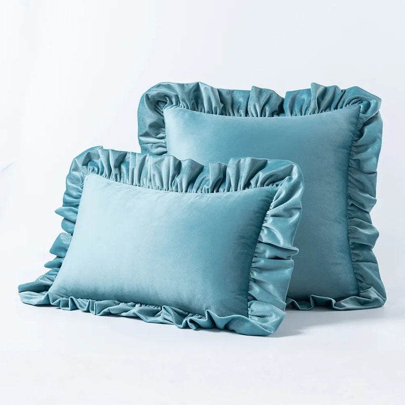 Axyaa Velvet Ruffle Cushion Cover for Home Decor 30x50/45/50cm