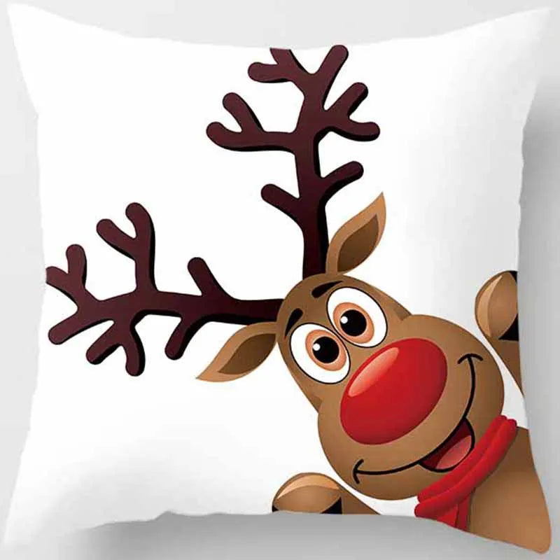 Christmas Elk Print Pillowcase 45x45cm for Sofa, Car, Bedroom & Living Room Decor