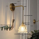 Axyaa Amber Glass LED Wall Sconce Pull Chain Switch Nordic Modern Design