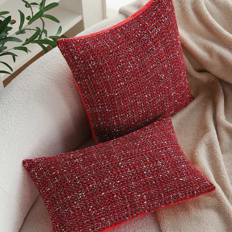 Axyaa Red Knitted Wool Cushion Cover for Christmas Party Home Decor