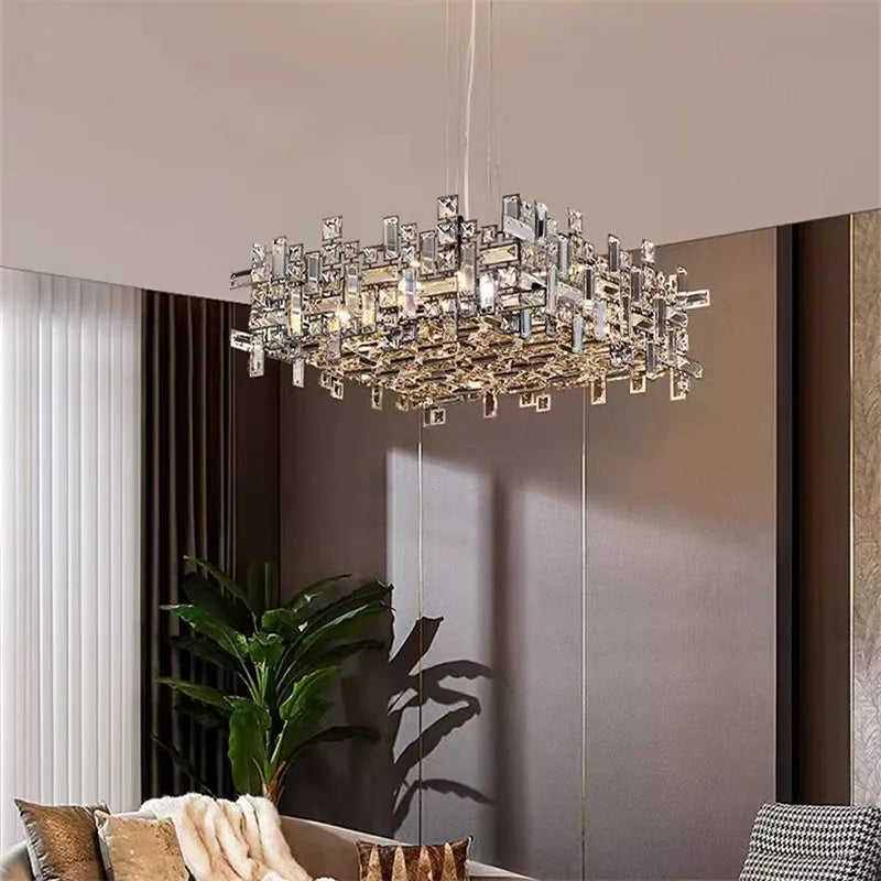 Axyaa Luxury Crystal Chandelier for Modern Living and Dining Spaces