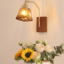 Axyaa LED Glass & Wood Wall Lamp for Living Room Bedroom, Pull Chain Switch