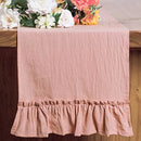Axyaa Romantic Ruffled Cotton Table Runner - Rural Style Dining Table Decor
