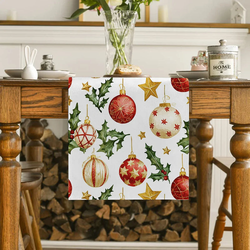 Axyaa Christmas Table Runner Holiday Decoration for Kitchen Dining Room