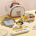 Axyaa 3-Compartment Removable Lunch Box 800ml Portable Bento Box Microwave Container