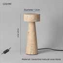 Axyaa Travertine LED Table Lamp for Indoor Decor, Natural Stone Desk Light for Home Décor