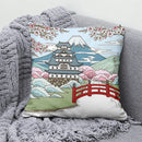 Axyaa Lucky Cat Mount Fuji Art Cushion Cover - Japanese Style Throw Pillow
