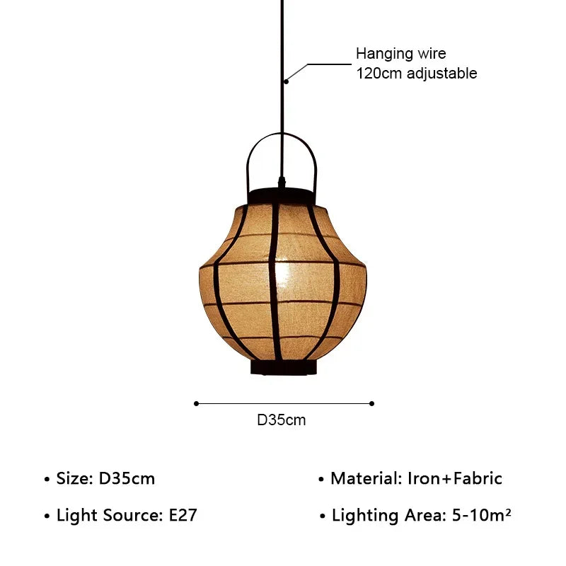 Axyaa Retro Cloth Chandeliers: Japan Fabric Pendant Lights for Home Decor
