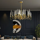 Axyaa Luxe Crystal Chandelier: Elegant Nordic Office & Living Room Pendant Lamp